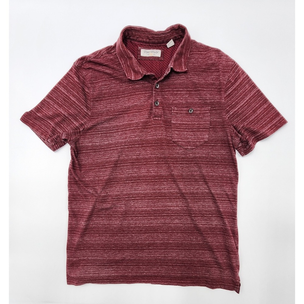 English Laundry Red Striped Short Sleeve Casual Polo Size L